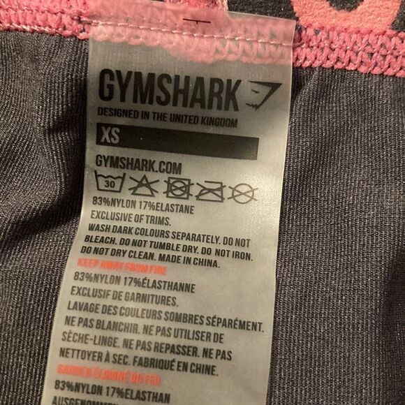 GYMSHARK Cropped Activewear Leggings Gray & Pink Size XS - Picture 2 of 4